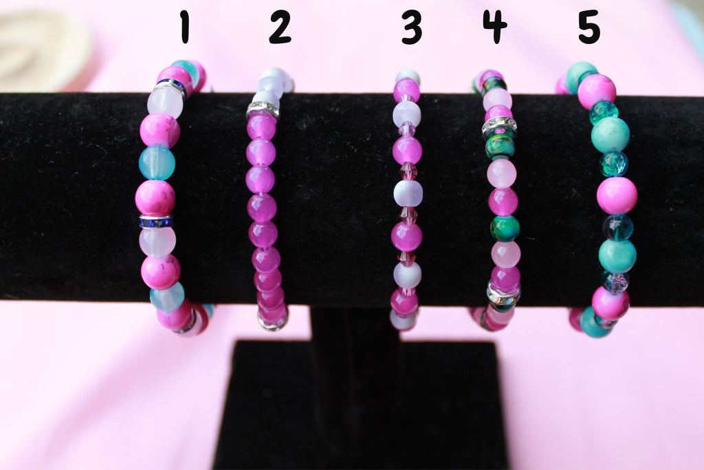 Handmade Beaded Bracelets | Colorful Crystal Gemstone Stretch Jewellery