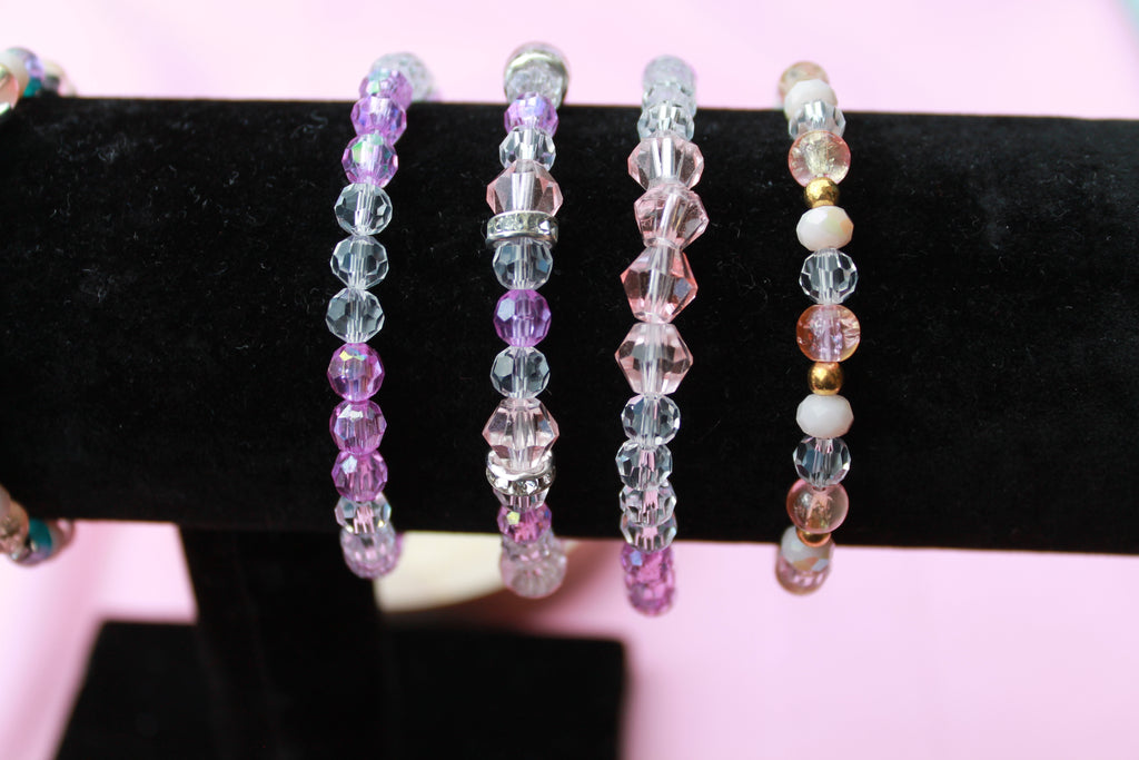 Handmade Beaded Bracelets | Colourful Crystal Gemstone Stretch Jewellery