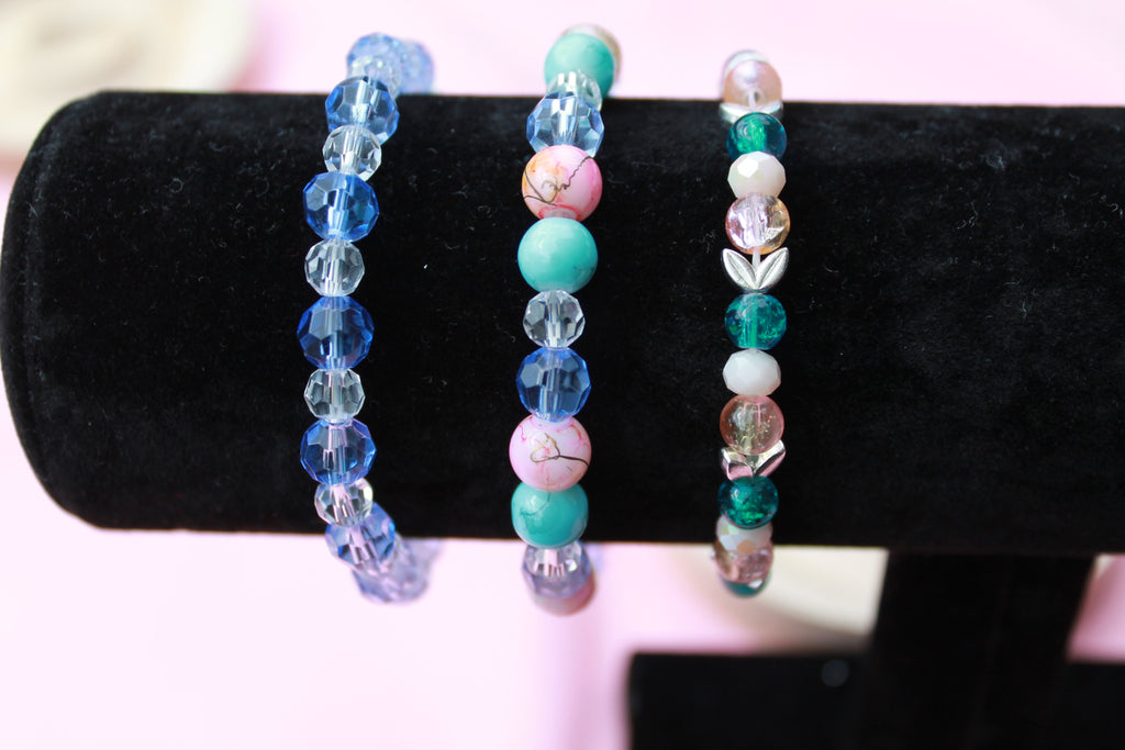 Handmade Beaded Bracelets | Colourful Crystal Gemstone Stretch Jewellery