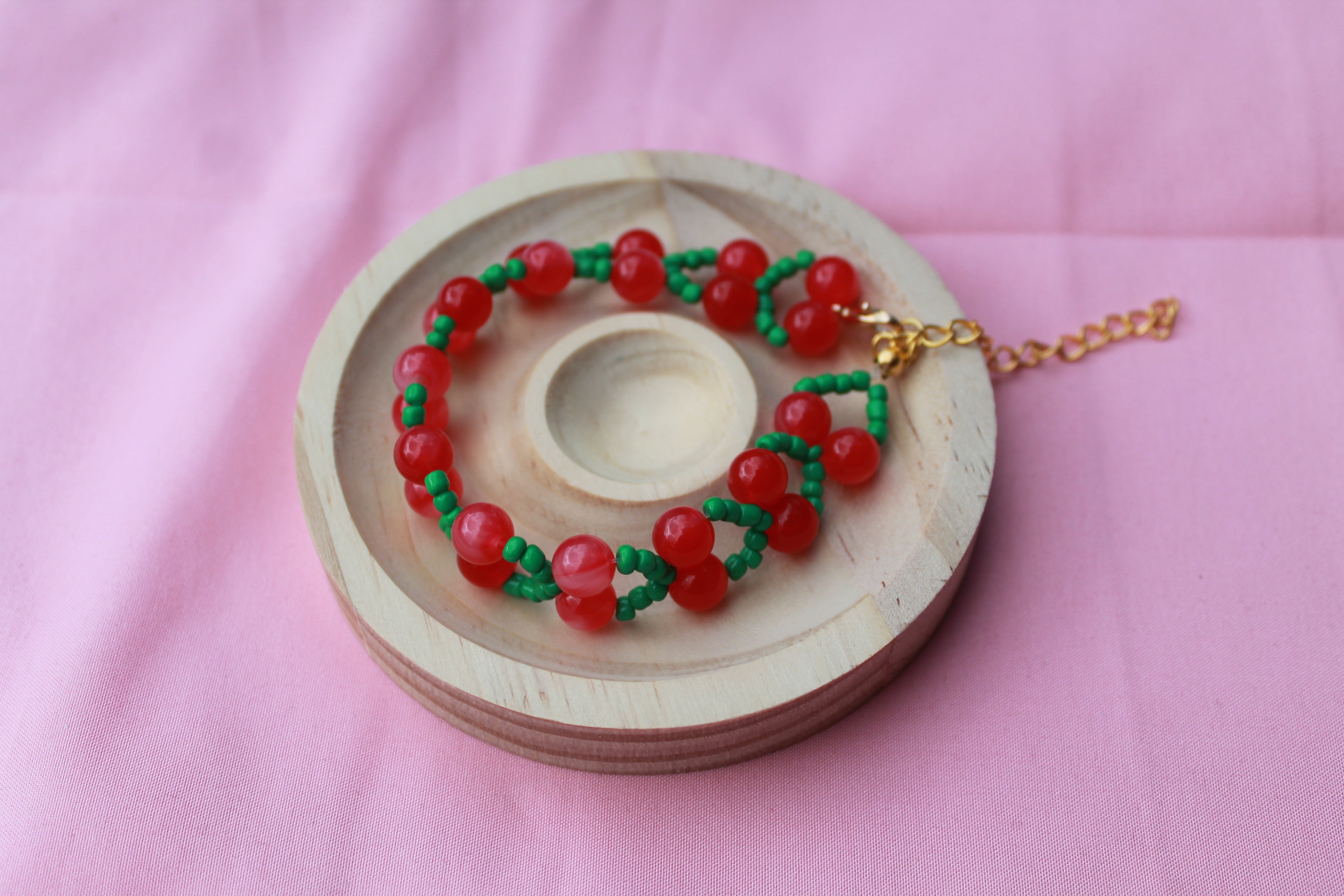 Handmade Cherry Pastel Beaded Bracelets | Adjustable Extension Clasp Jewellery