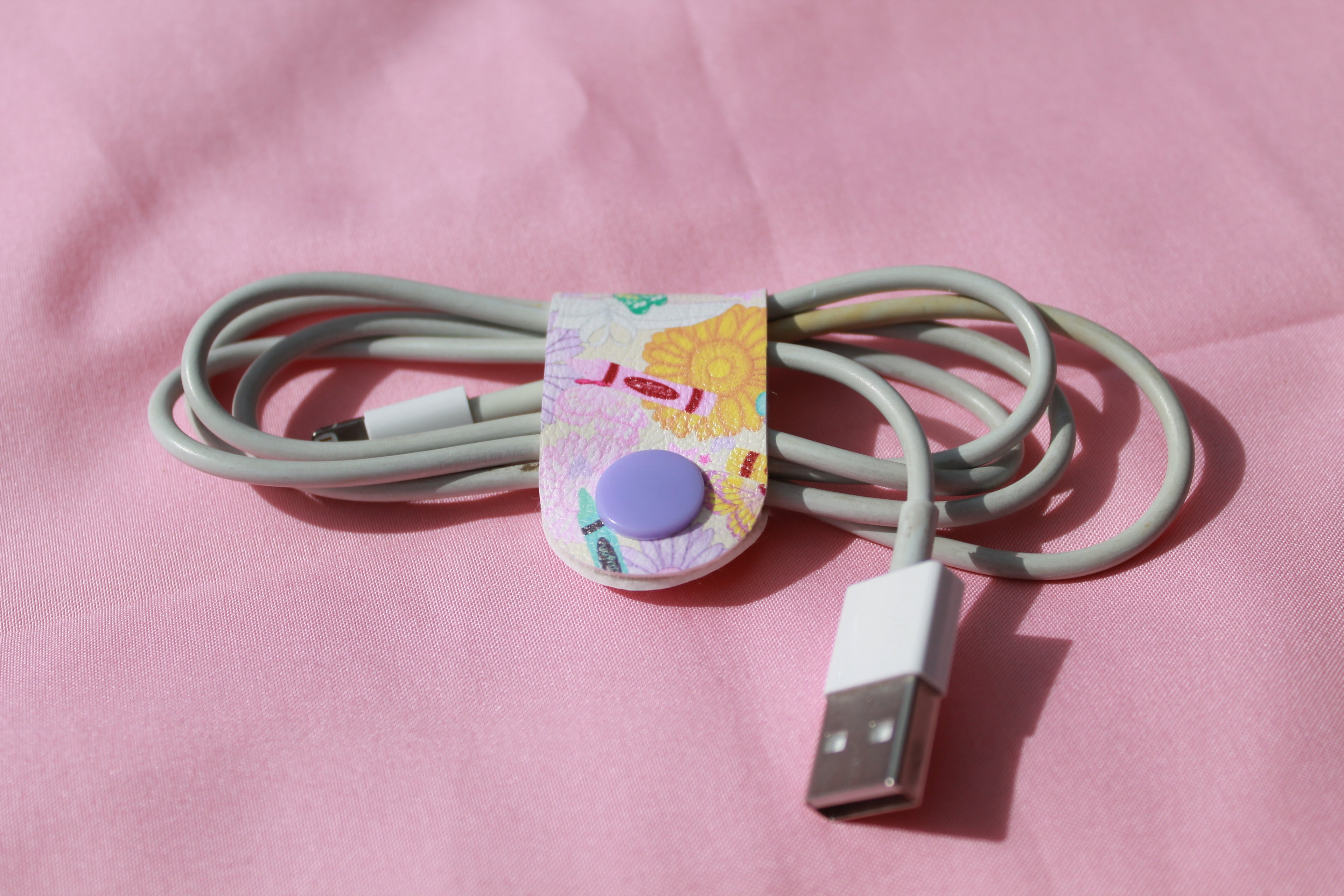 Handmade Cable Tidies | Cute Cord Organisers | Floral Cable Holder | Headphone & Charger Cable Wrap | Desk Accessories | Gift Idea