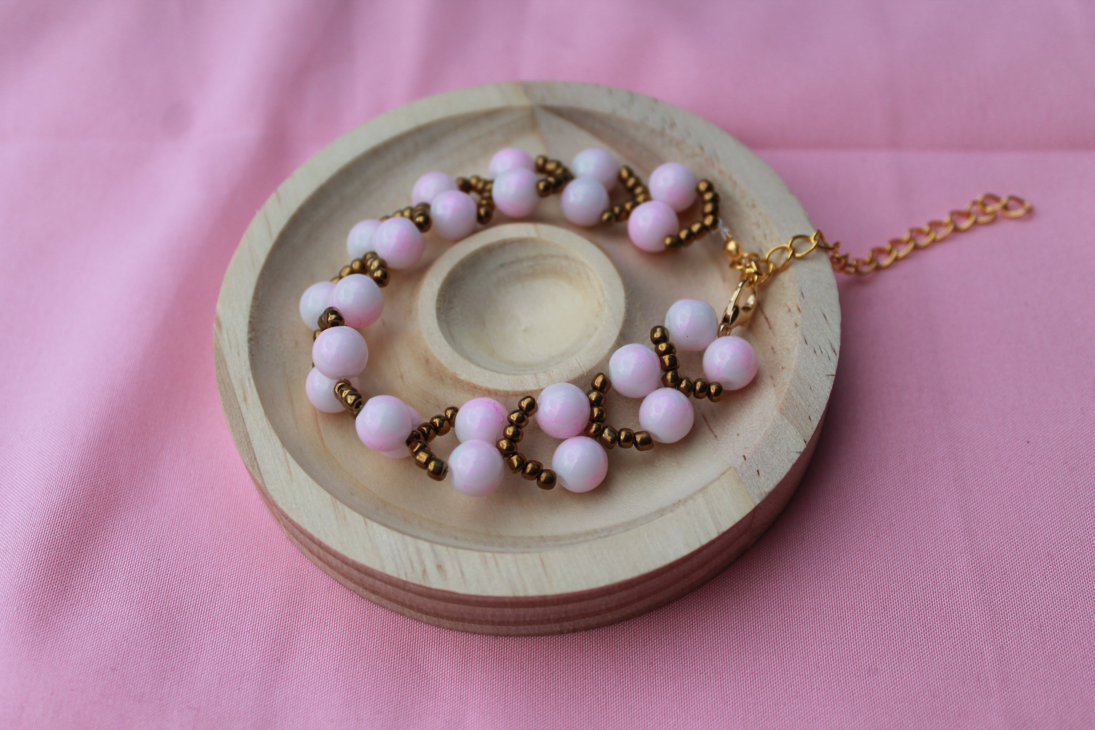 Handmade Cherry Pastel Beaded Bracelets | Adjustable Extension Clasp Jewellery