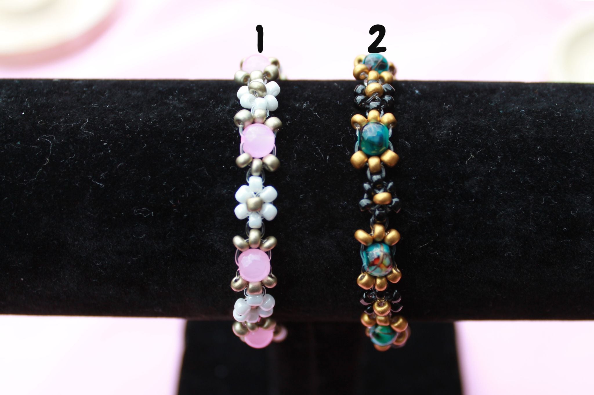 Handmade Beaded Flower Bracelet | Boho Floral Jewellery, Adjustable Clasp