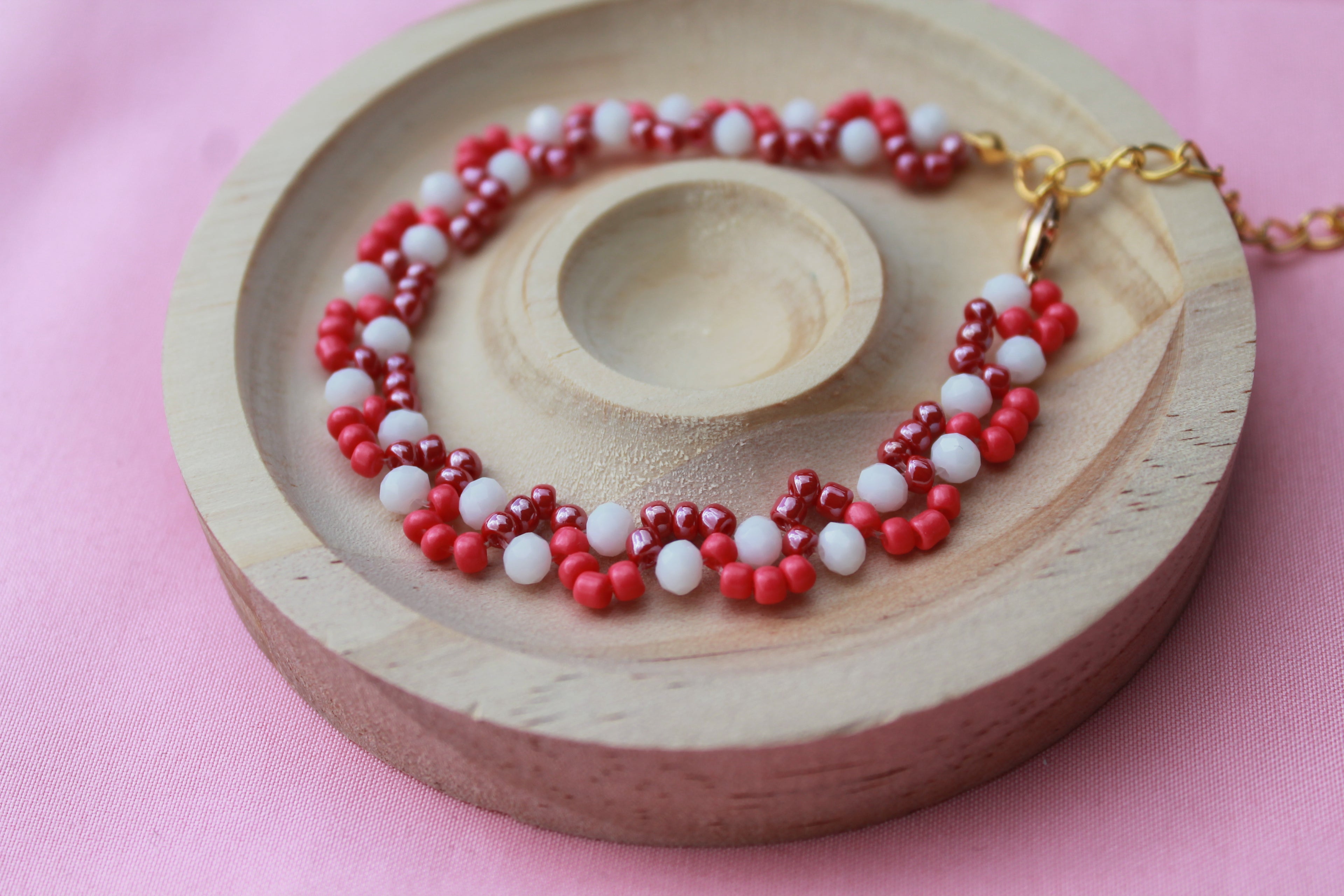 Handmade Twisted Beaded Bracelet | Colourful Floral Spiral Stacking Jewellery