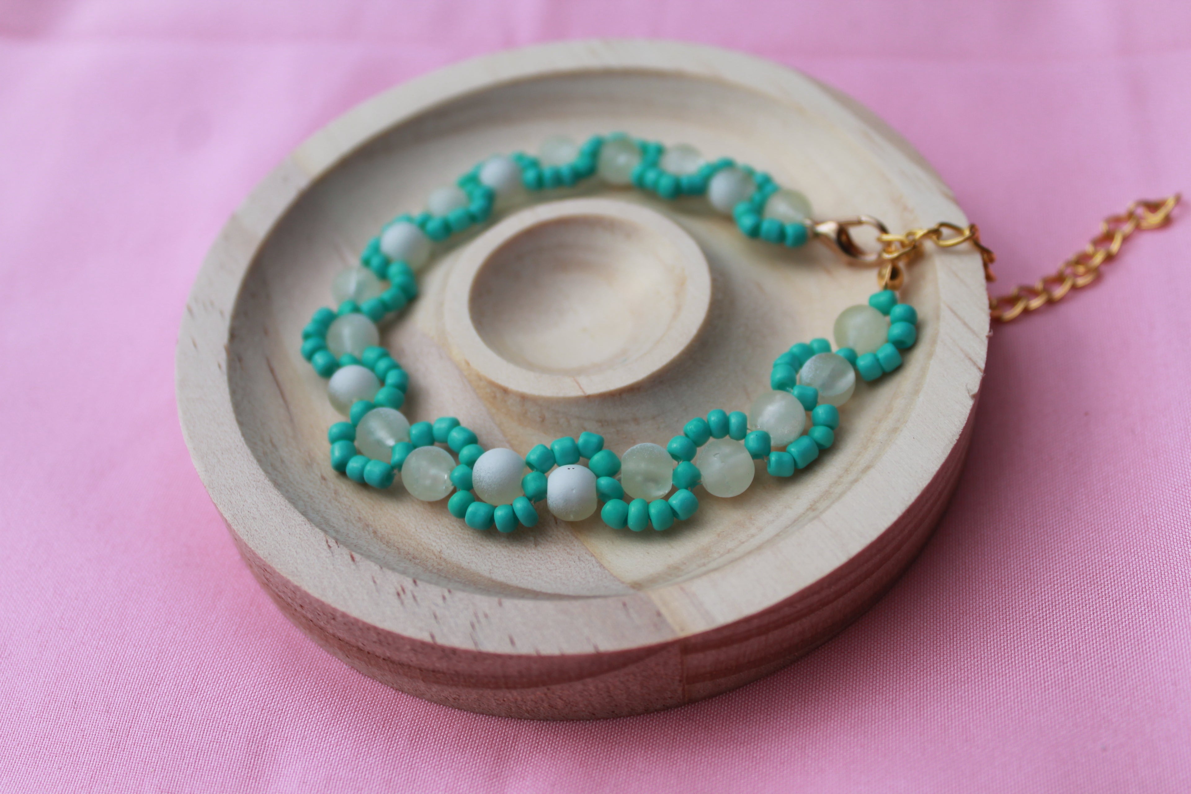 Handmade Twisted Beaded Bracelet | Colourful Floral Spiral Stacking Jewellery